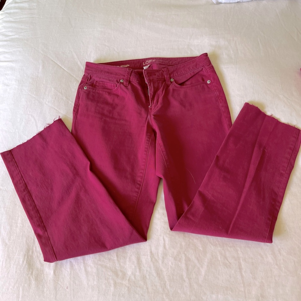Loft berry colored jeans modern straight size 4